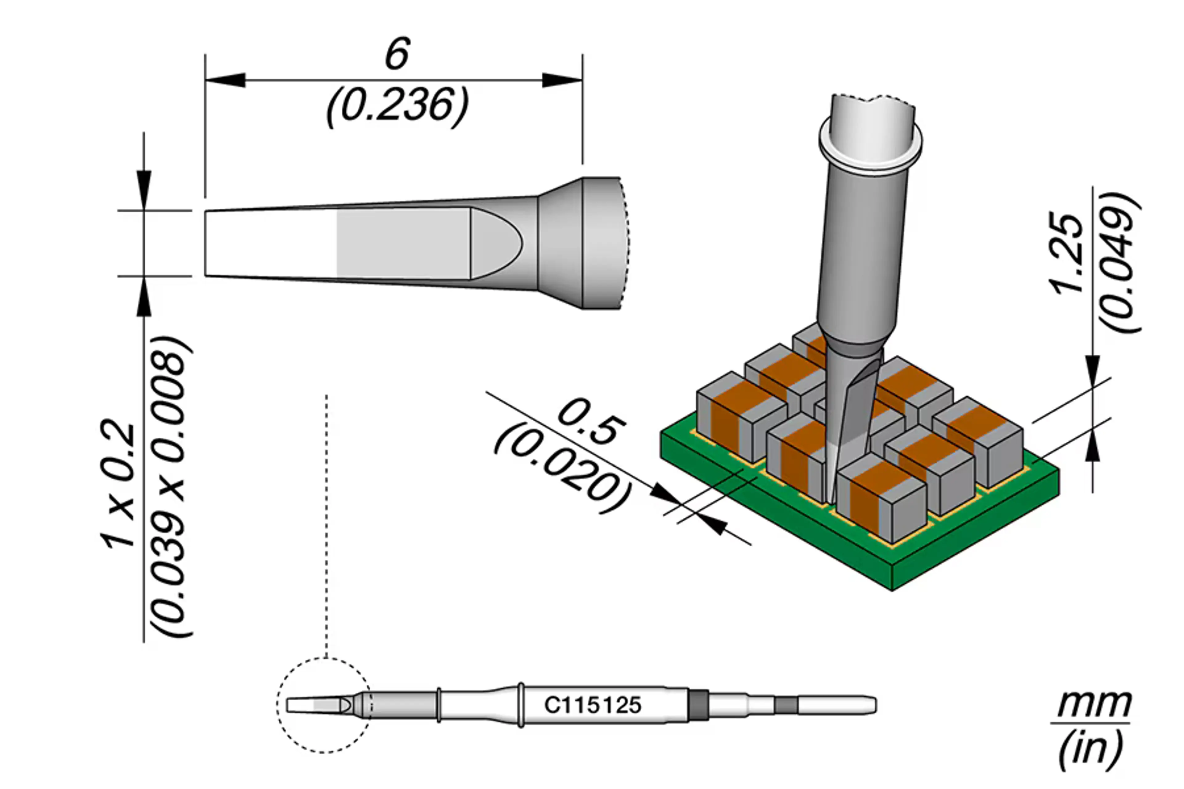 C115125 | CARTRIDGE CHISEL 1X0,2