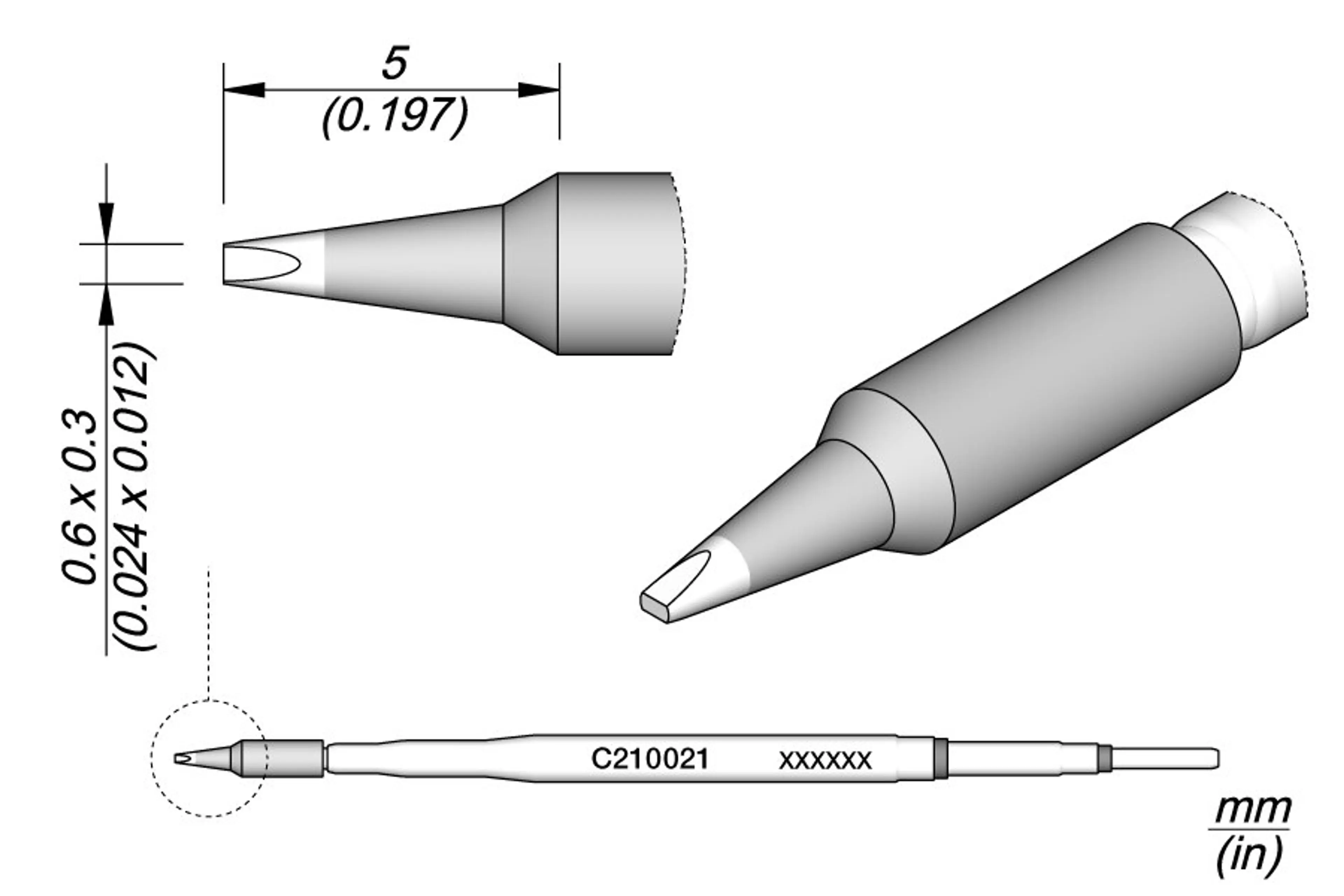 C210021 | Cartridge, Chisel 0.6 x 0.3