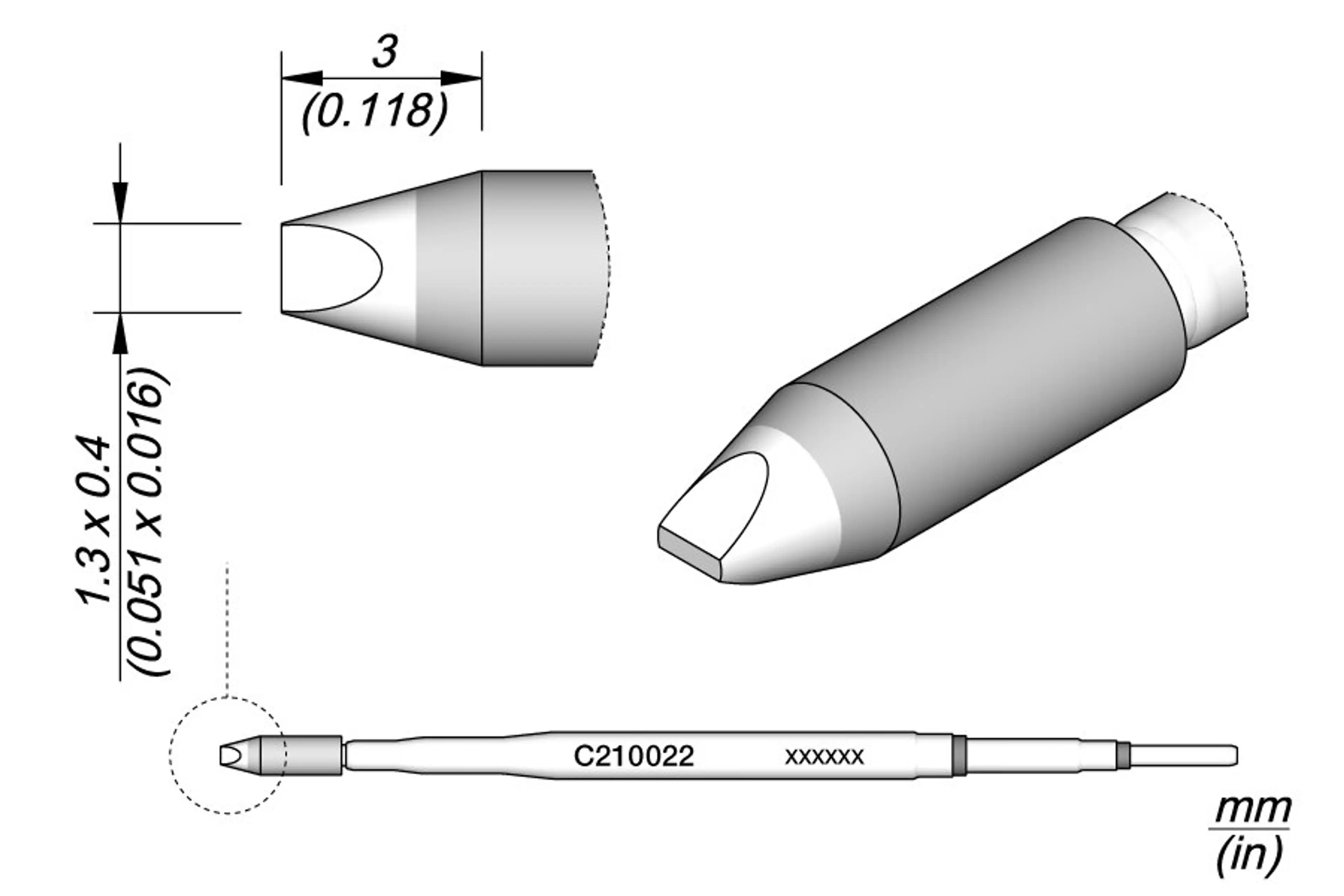 C210022 | Cartridge, Chisel 1.3 x 0.4