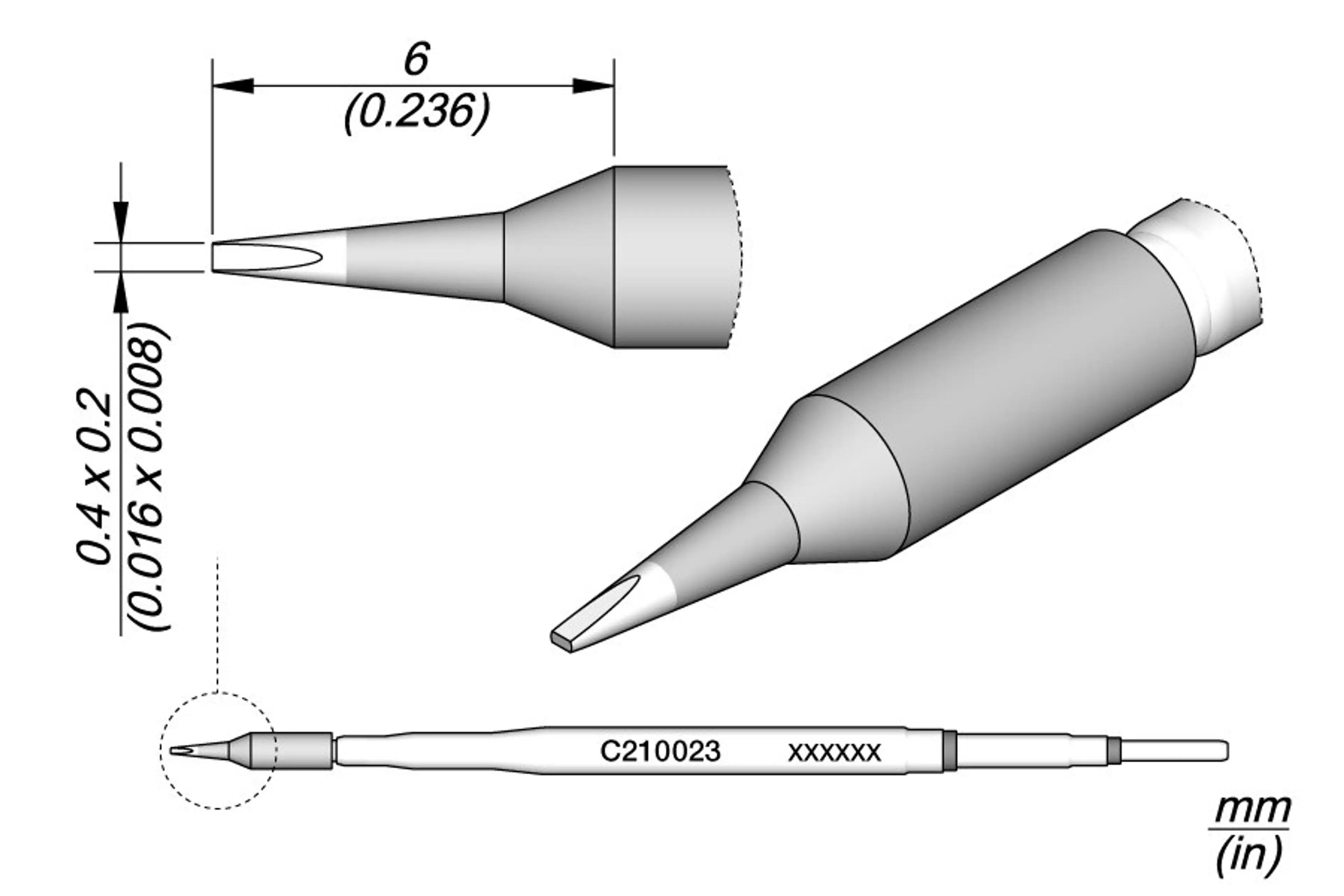 C210023 | Cartridge, Chisel 0.4 x 0.2
