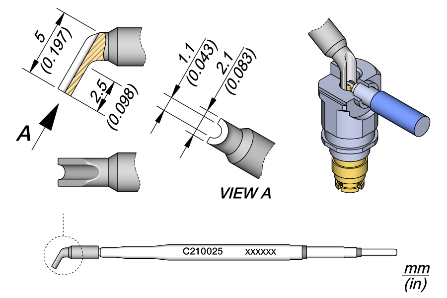 C210025 | Cartridge, Pin/Connector Ø1.1 image 1