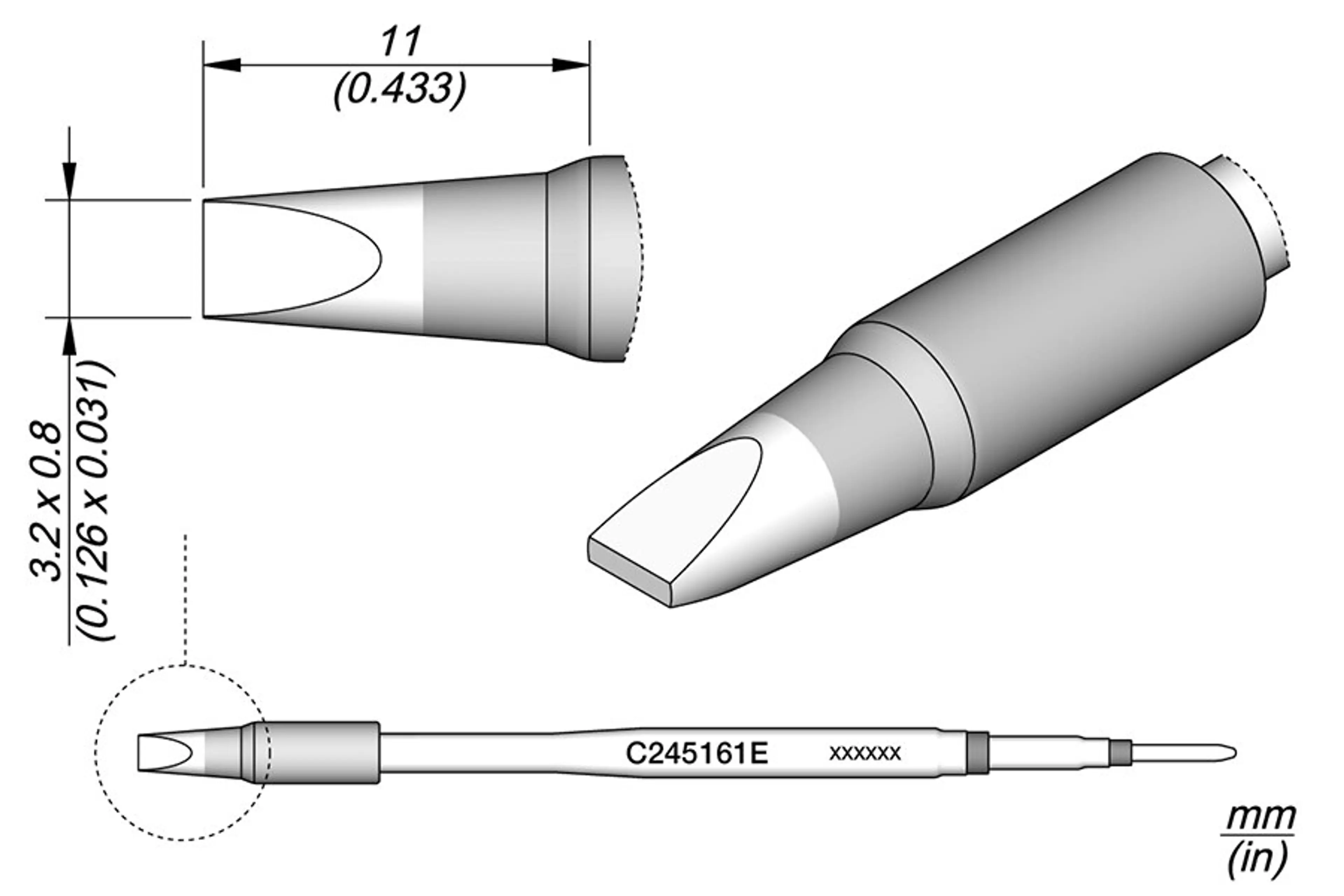 C245161E | Cartridge Chisel 3.2 x 0.8 EL