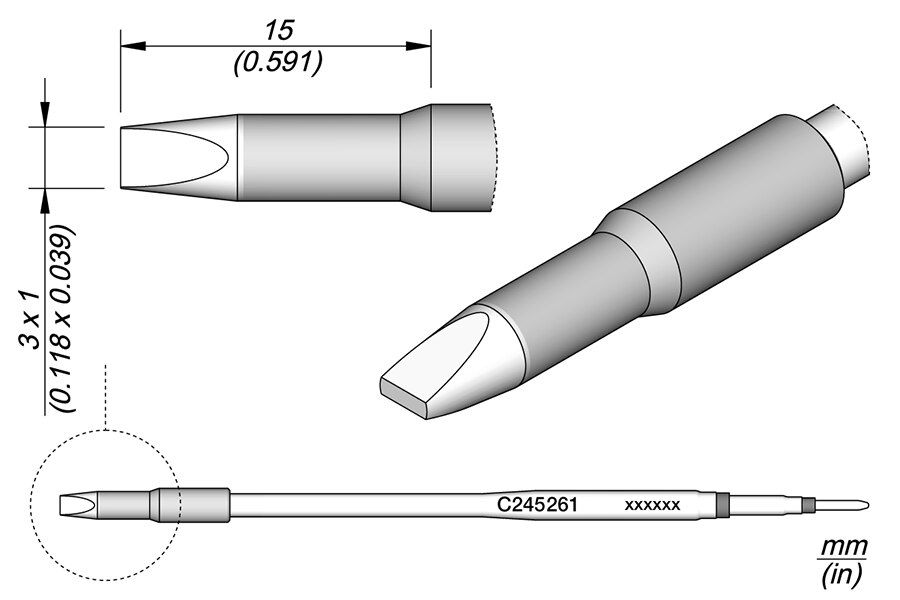 C245261 | Cartridge, Chisel 3 x 1 L image 1