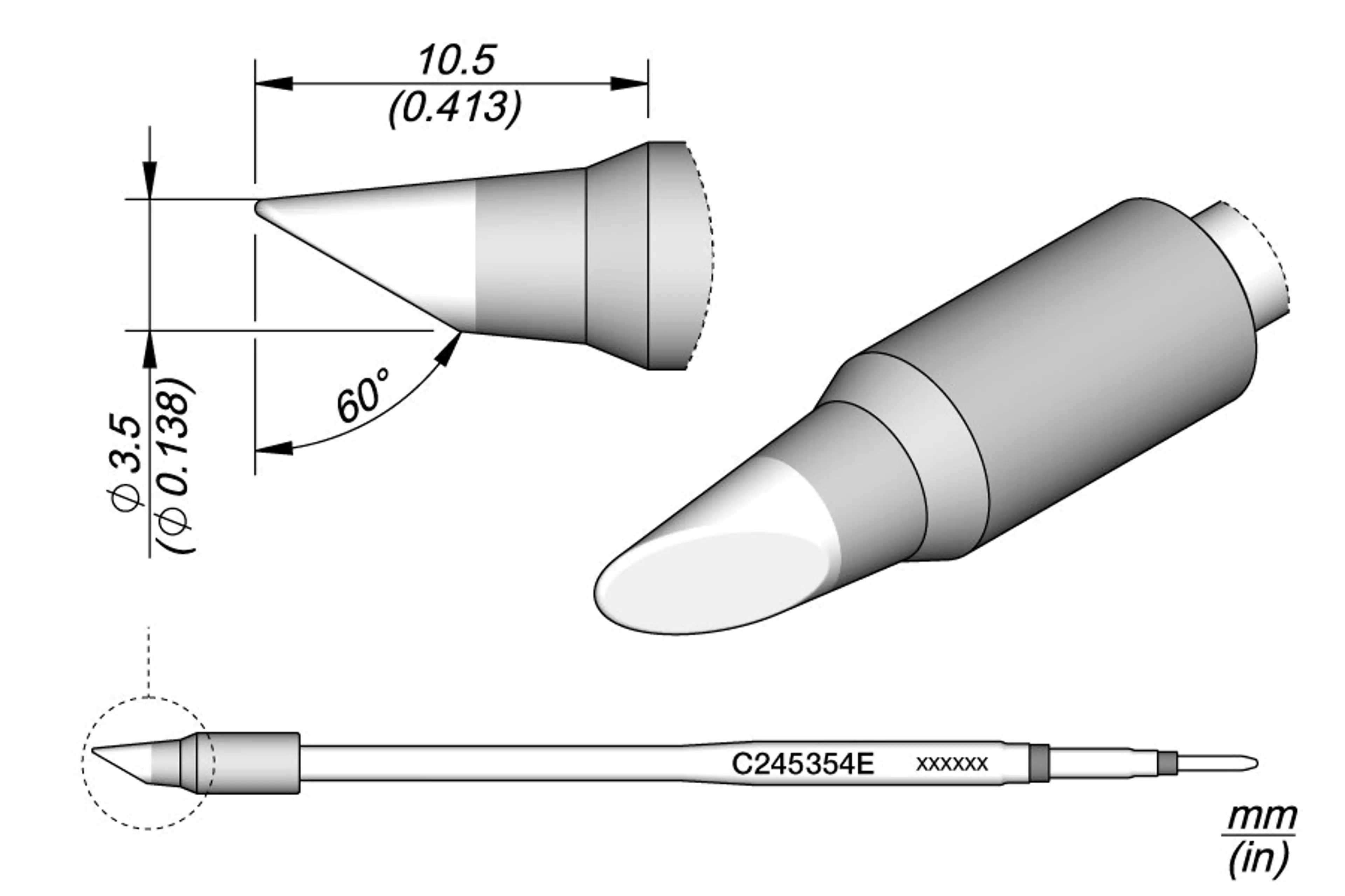C245354E | Cartridge Bevel Ø3,5 HT L EL
