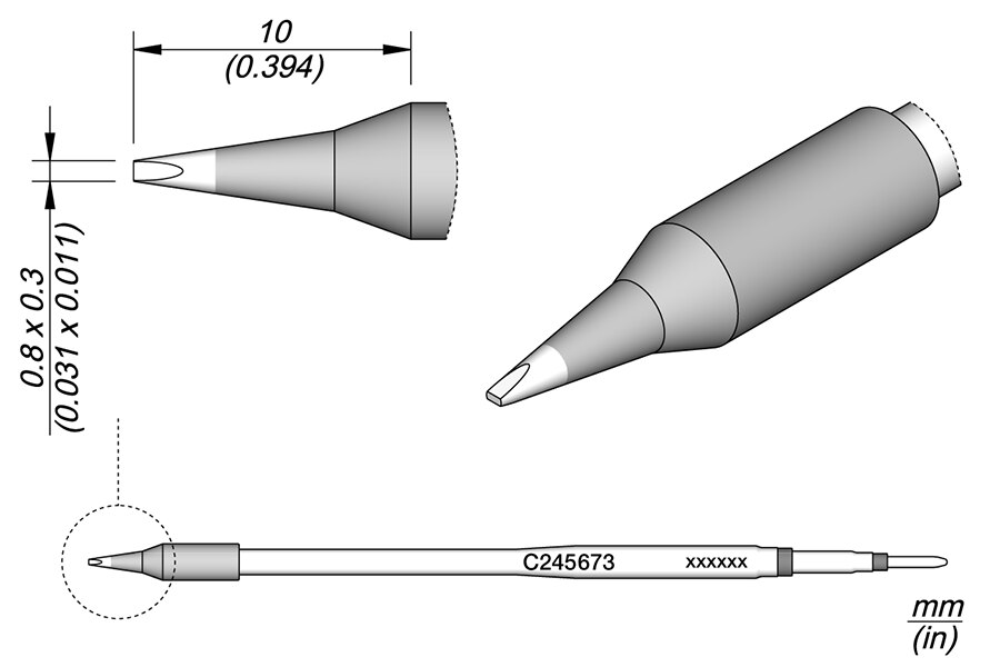 C245673 | Cartridge, Chisel 0.8 x 0.3 L image 1