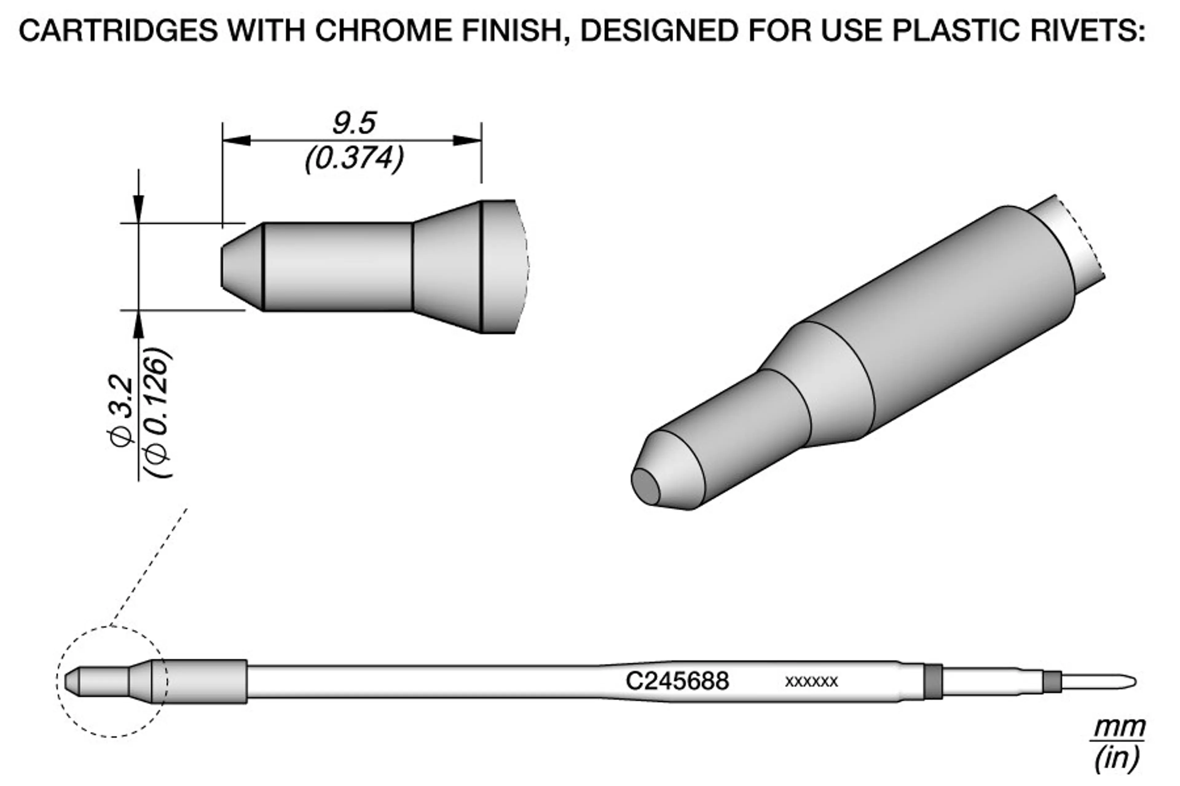 C245688 | Cartridge for Plastics Ø3,2 S1