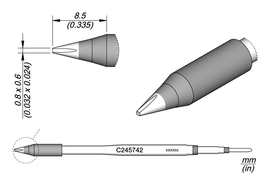 C245742 | Cartridge, Chisel 0.8 x 0.6 HT image 1