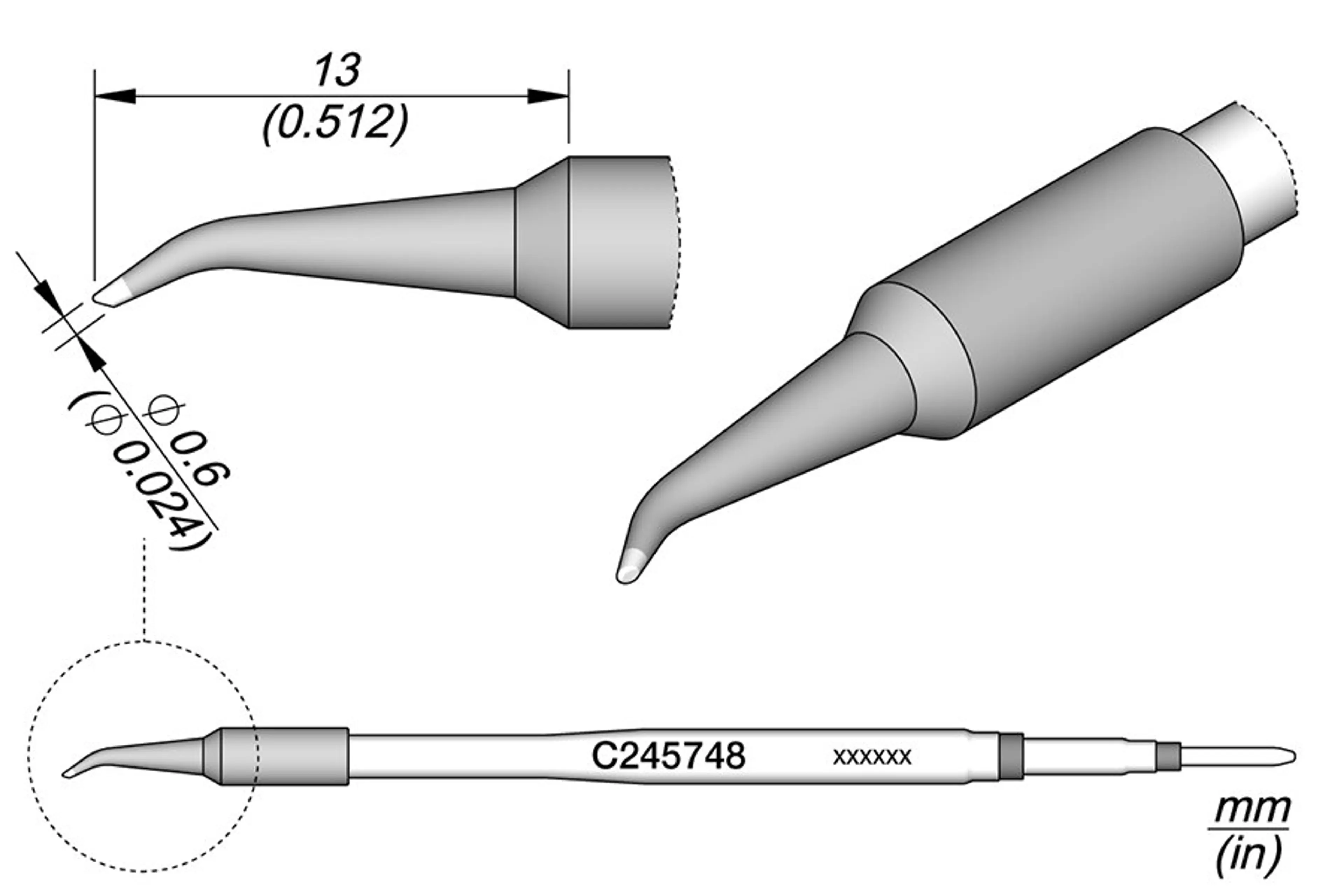 C245748 | Cartridge, Bent Bevel Ø0.6 S1