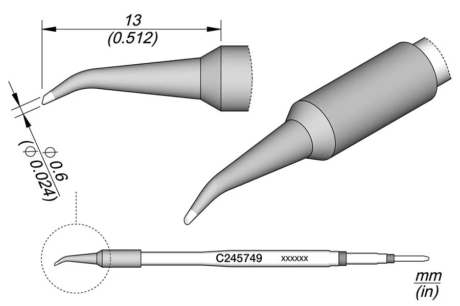 C245749 | Cartridge, Bent Bevel Ø0.6 S2 image 1