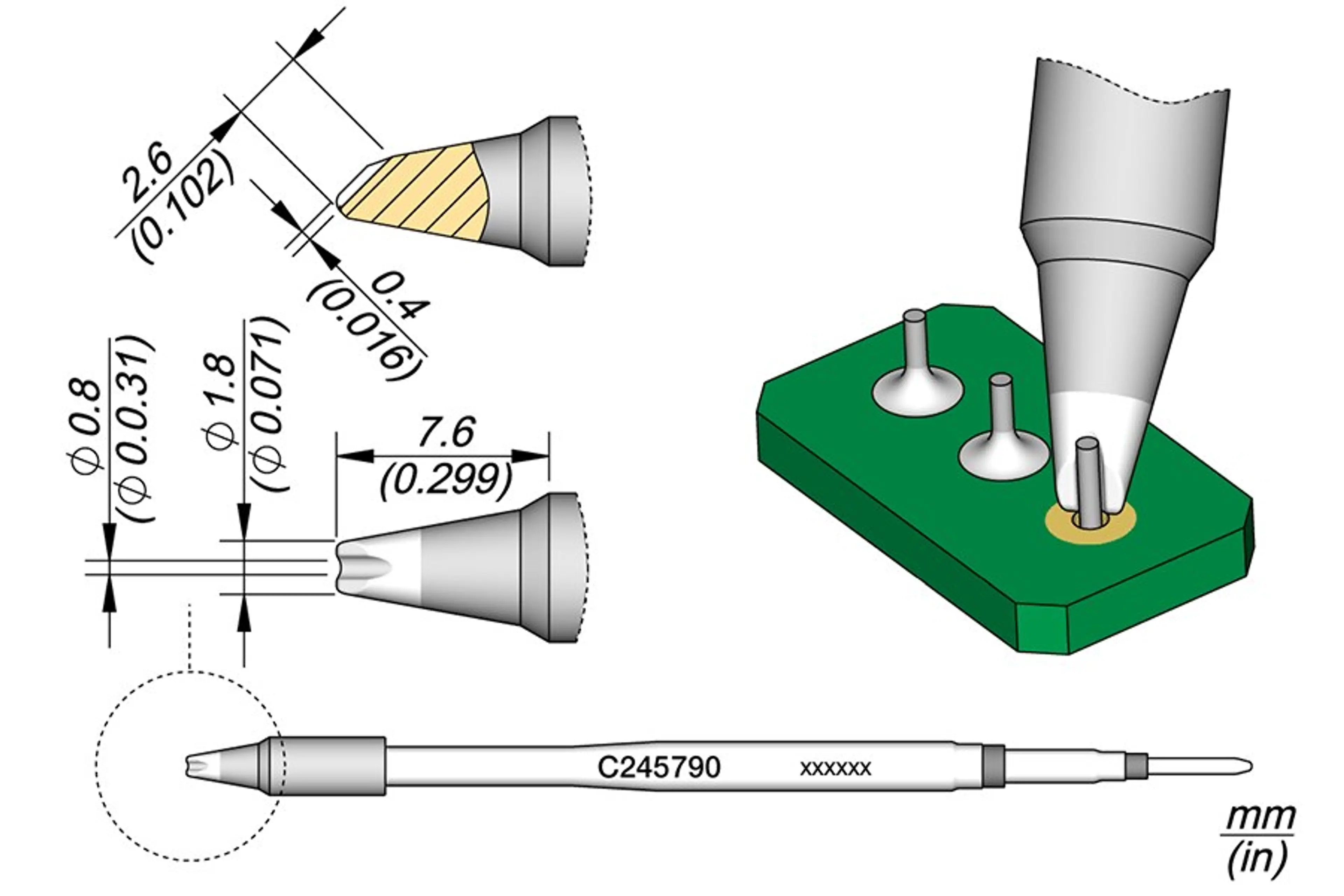 C245790 | CARTRIDGE PIN/CONNECTOR Ø0.8