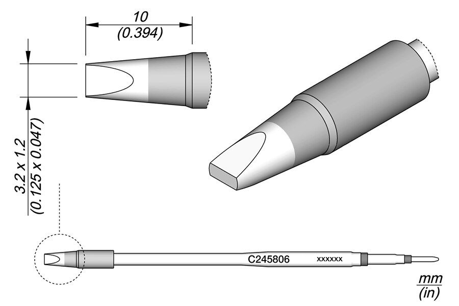 C245811 | Cartridge, Chisel 3.2 x 1.2 L image 1