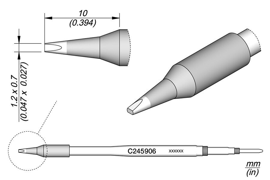 C245906 | Cartridge, Chisel 1.2 x 0.7 image 1