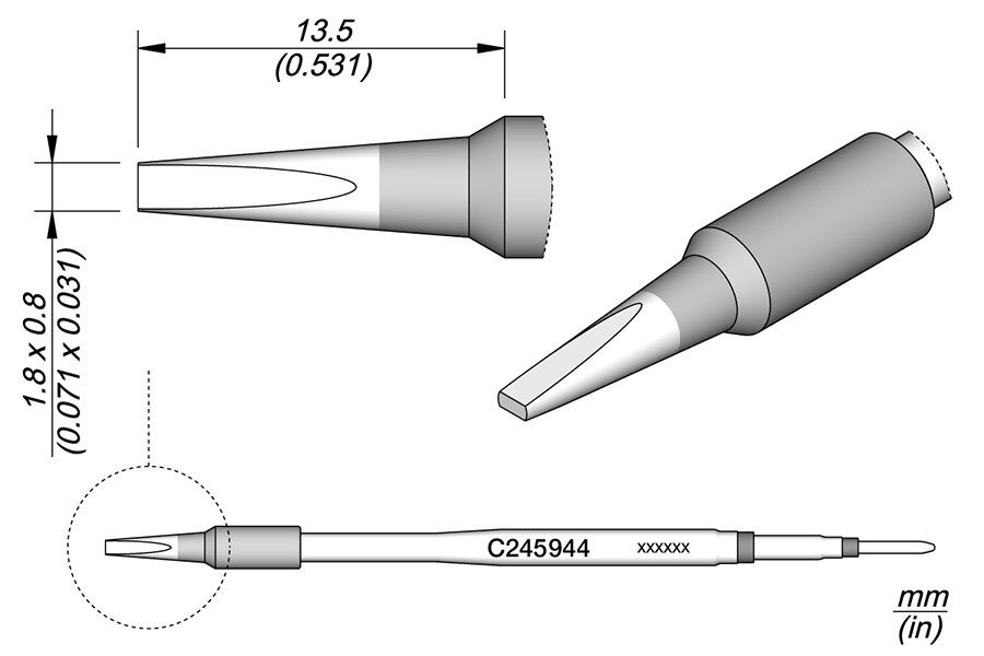 C245944 | Cartridge, Chisel 1.8 x 0.8 image 1