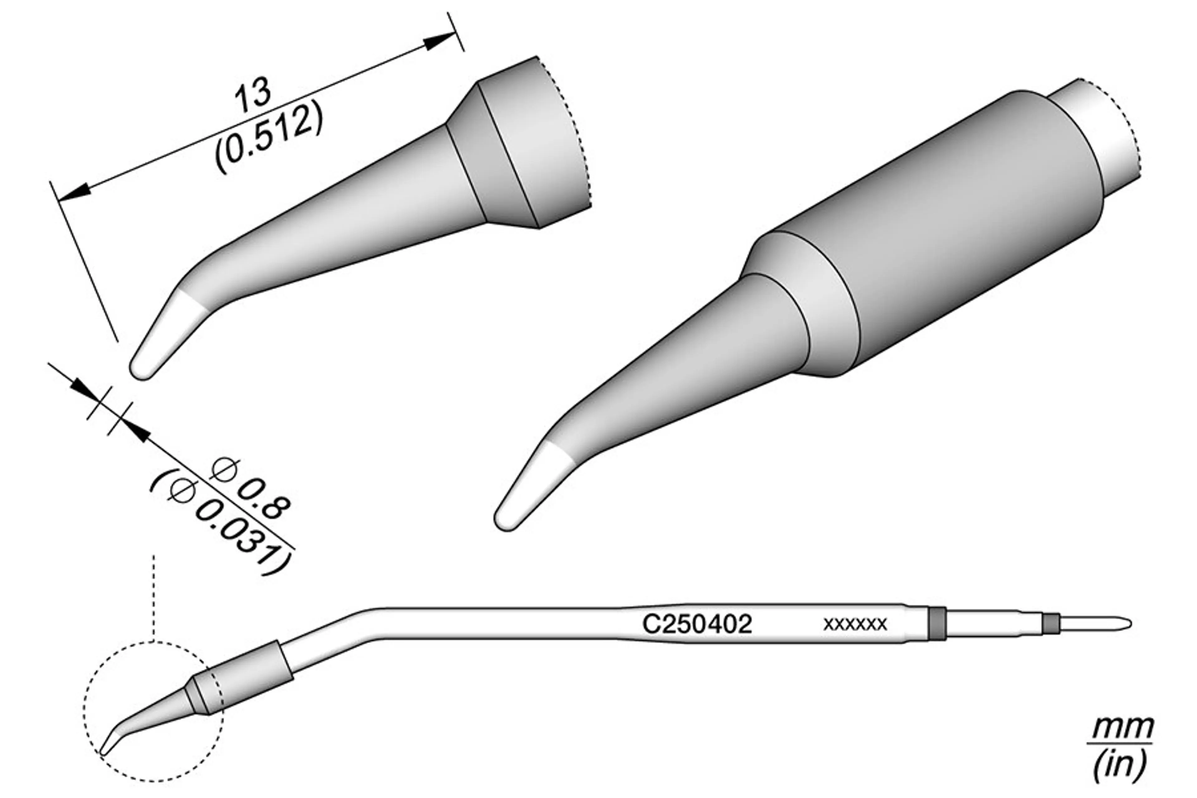 C250402 | Cartridge, Bent Ø0.8