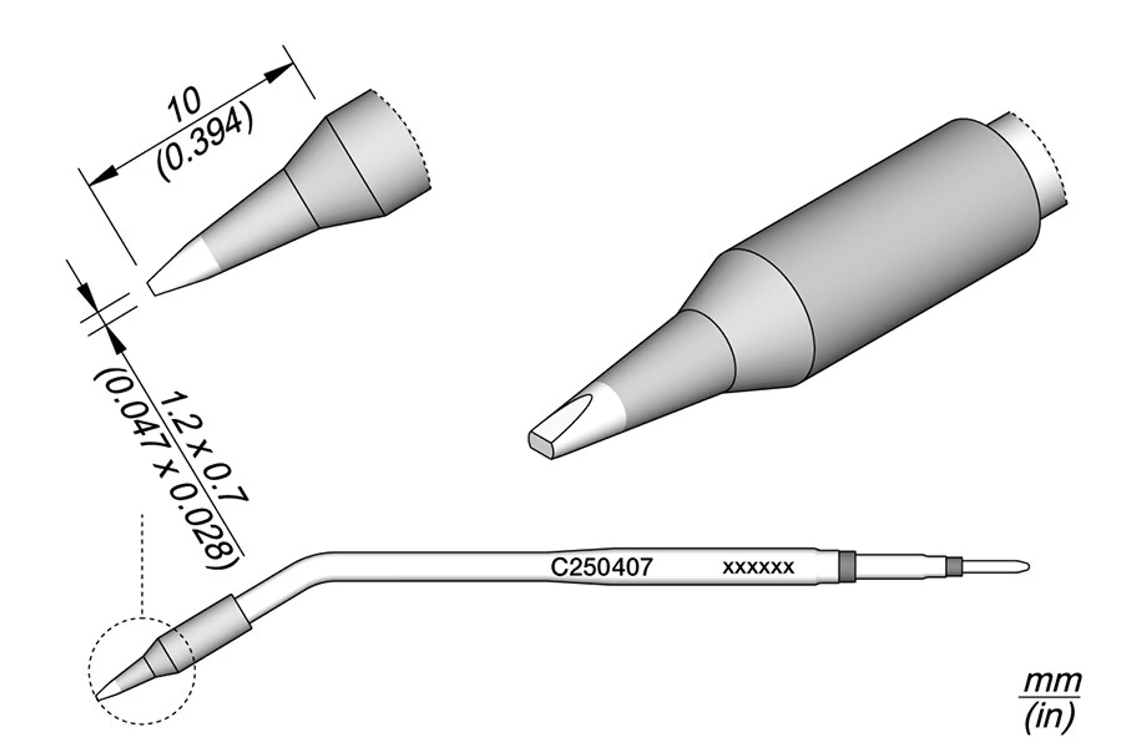 C250407 | Cartridge, Chisel 1.2 x 0.7