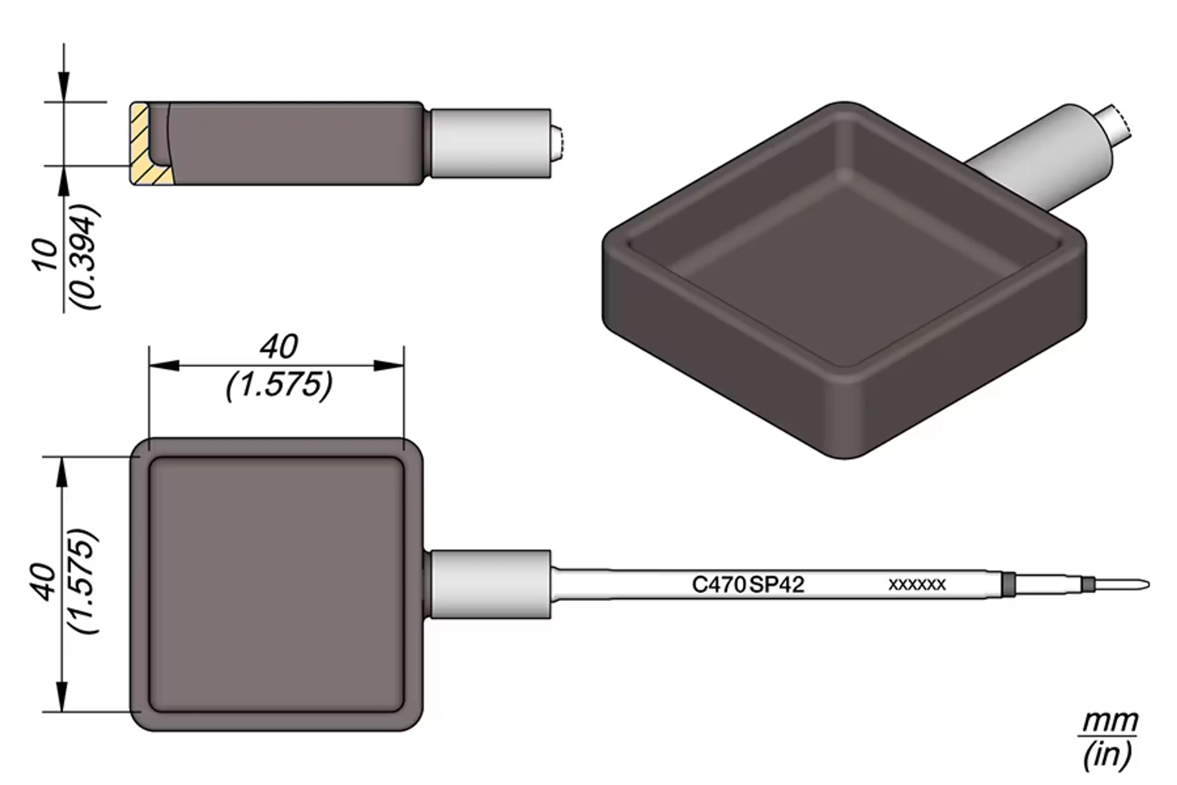 C470-SP42 | 40 x 40 mm Solder Pot Cartridge for T470 Handle