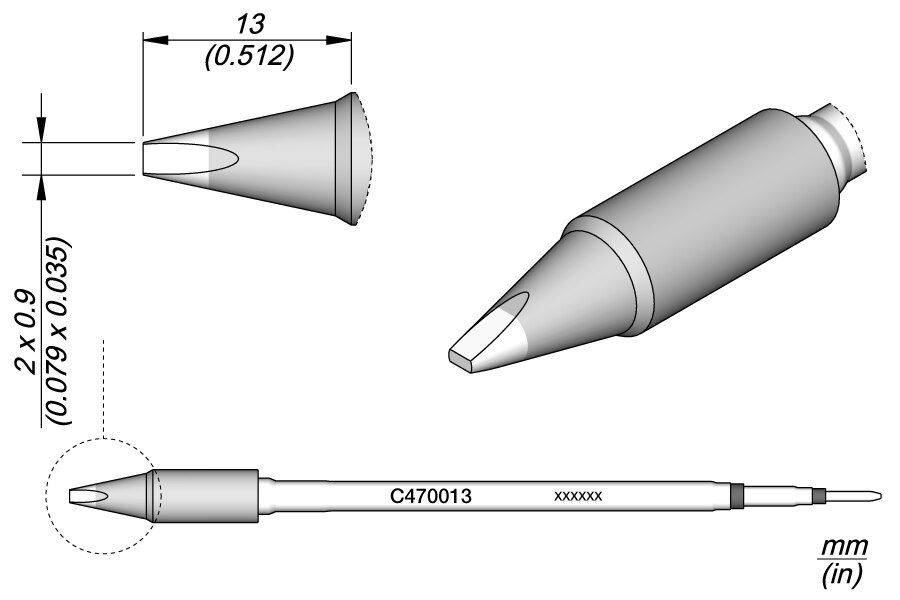 C470013 | Cartridge, Chisel 2 x 0.9 image 1
