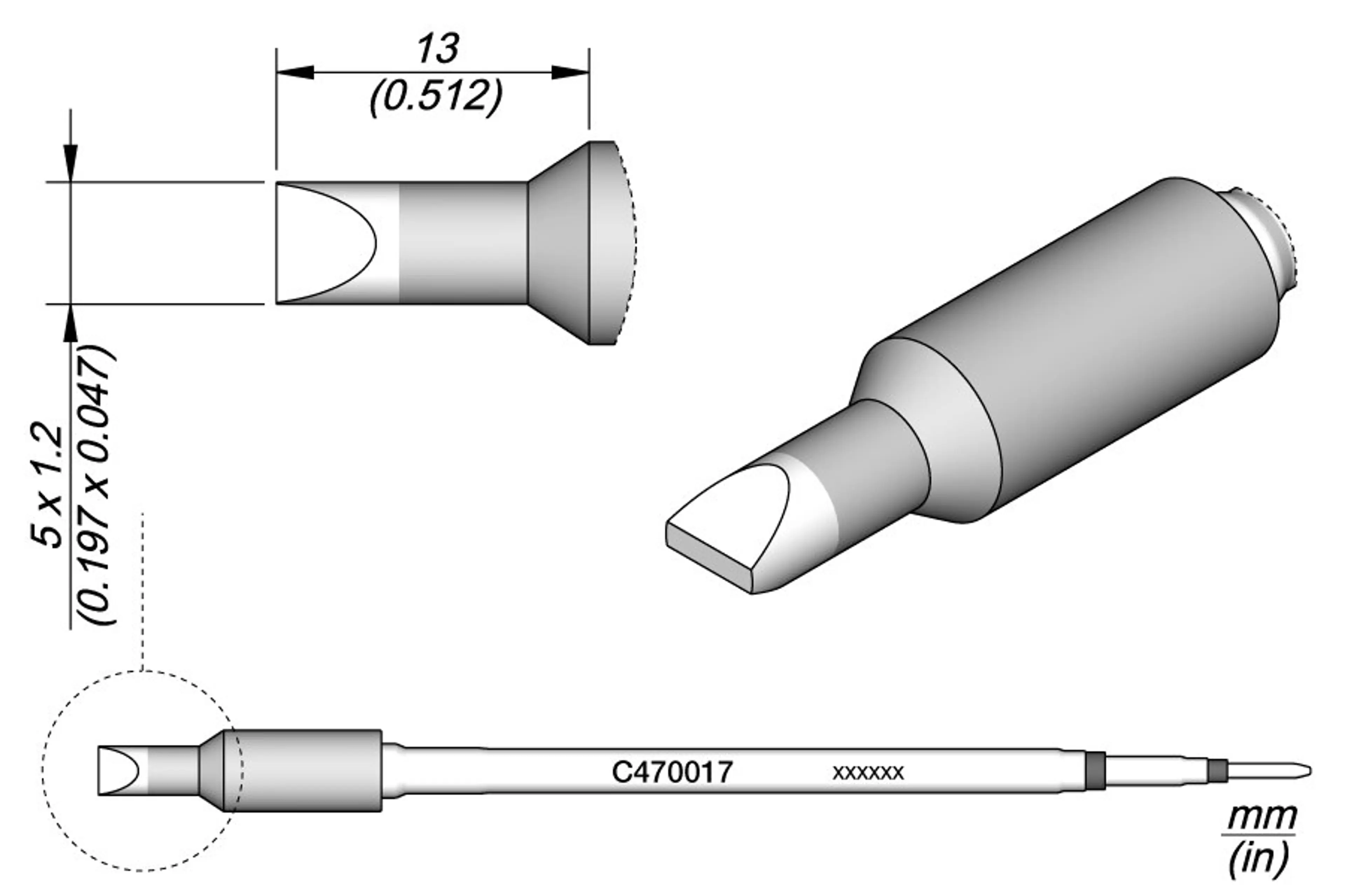 C470017 | Cartridge, Chisel  5 x 1.2
