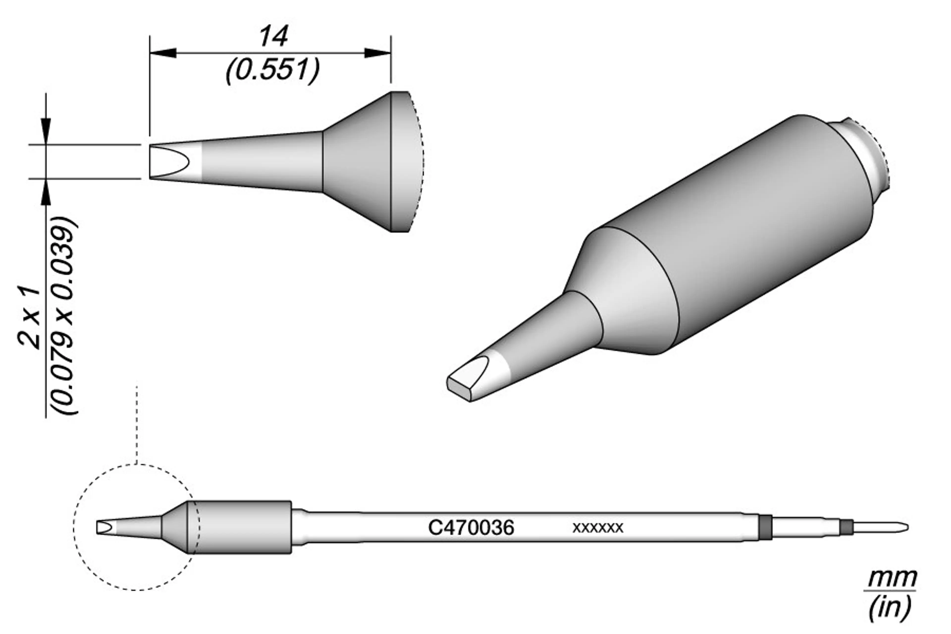 C470036 | Cartridge, Chisel  2 x 1