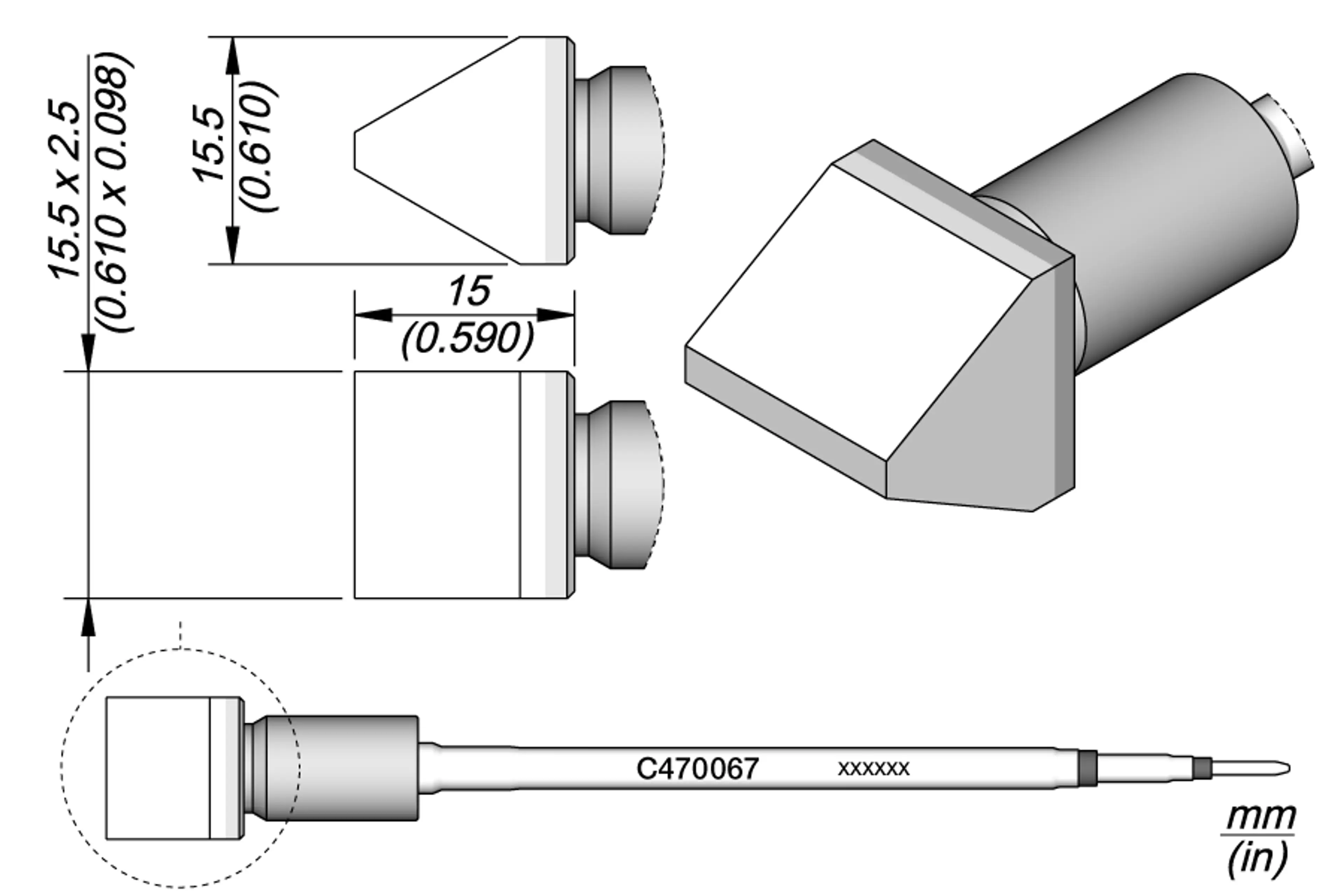 C470067 | Cartridge Chisel 15.5 x 2.5 Squ.