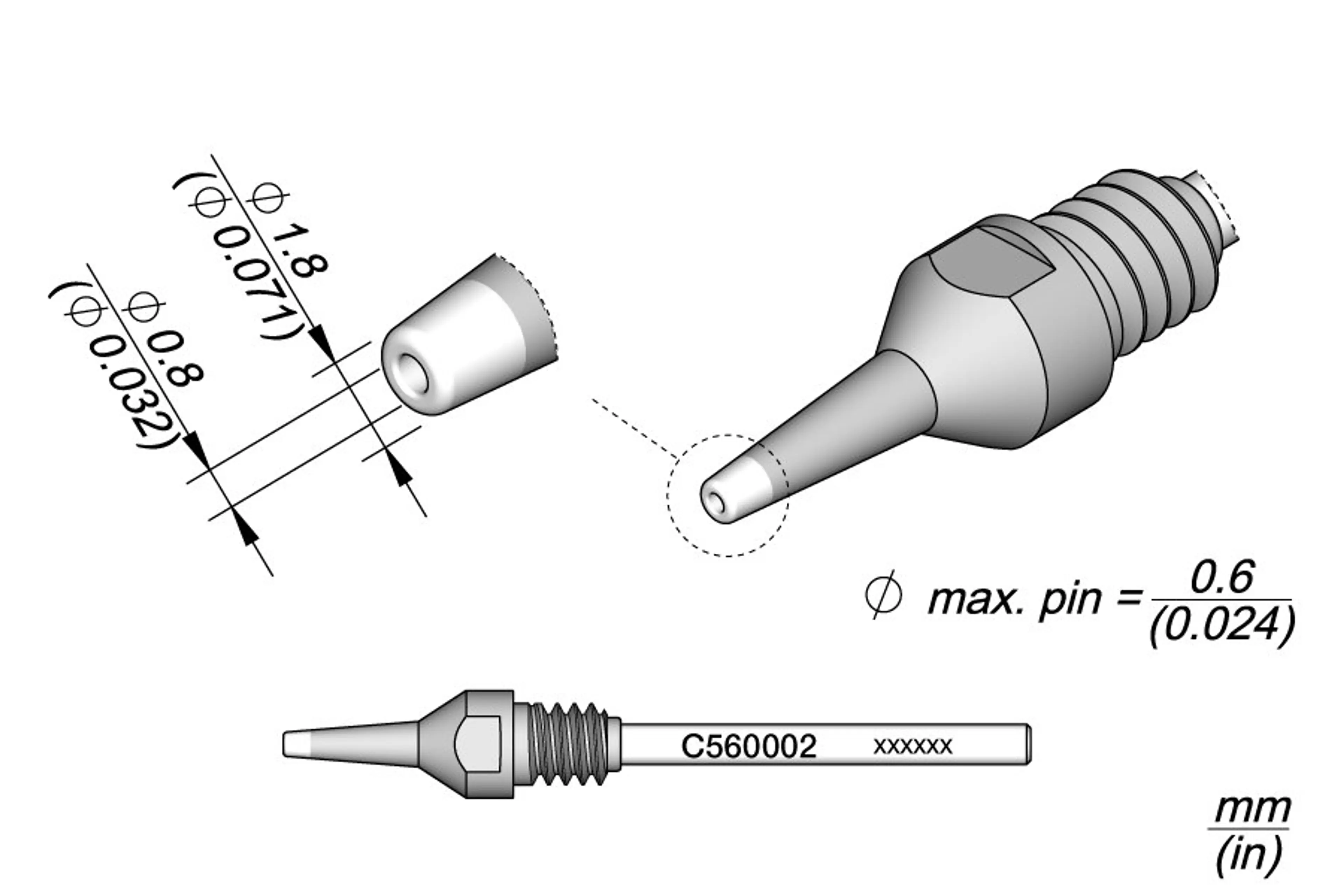 C560002 | Desoldering Tip Ø0.8 HT
