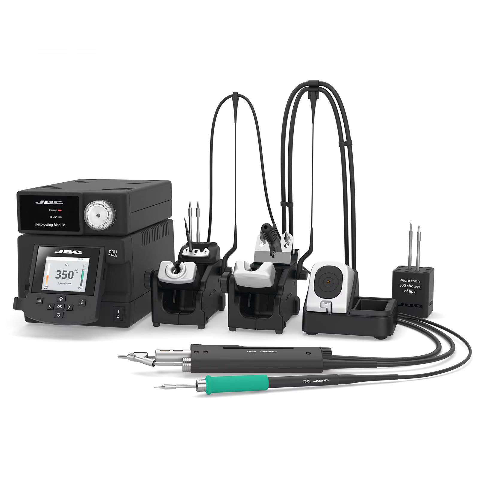 DDSE-2QC | 230V 2 tools Rework Station with Electric Pump, T245 Handle and DR560 Desoldering Iron image 1
