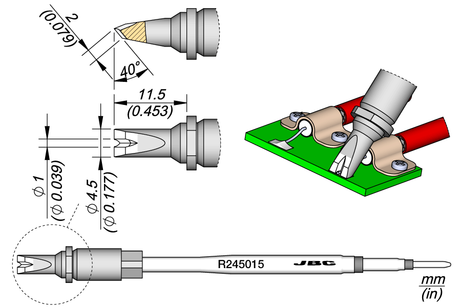 R245015 | Cartridge Pin-connector Ø1 40° image 1