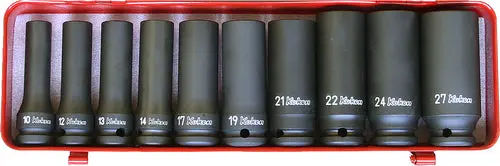 14207M | 1/2 Sq. Dr. 10 Piece Impact Deep 6-Point Socket Set 10-27mm image 1