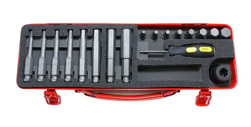 14210M | 1/2 Sq. Dr. Bit + Bit Holder Set 4-14mm Hex 18 pieces image 1