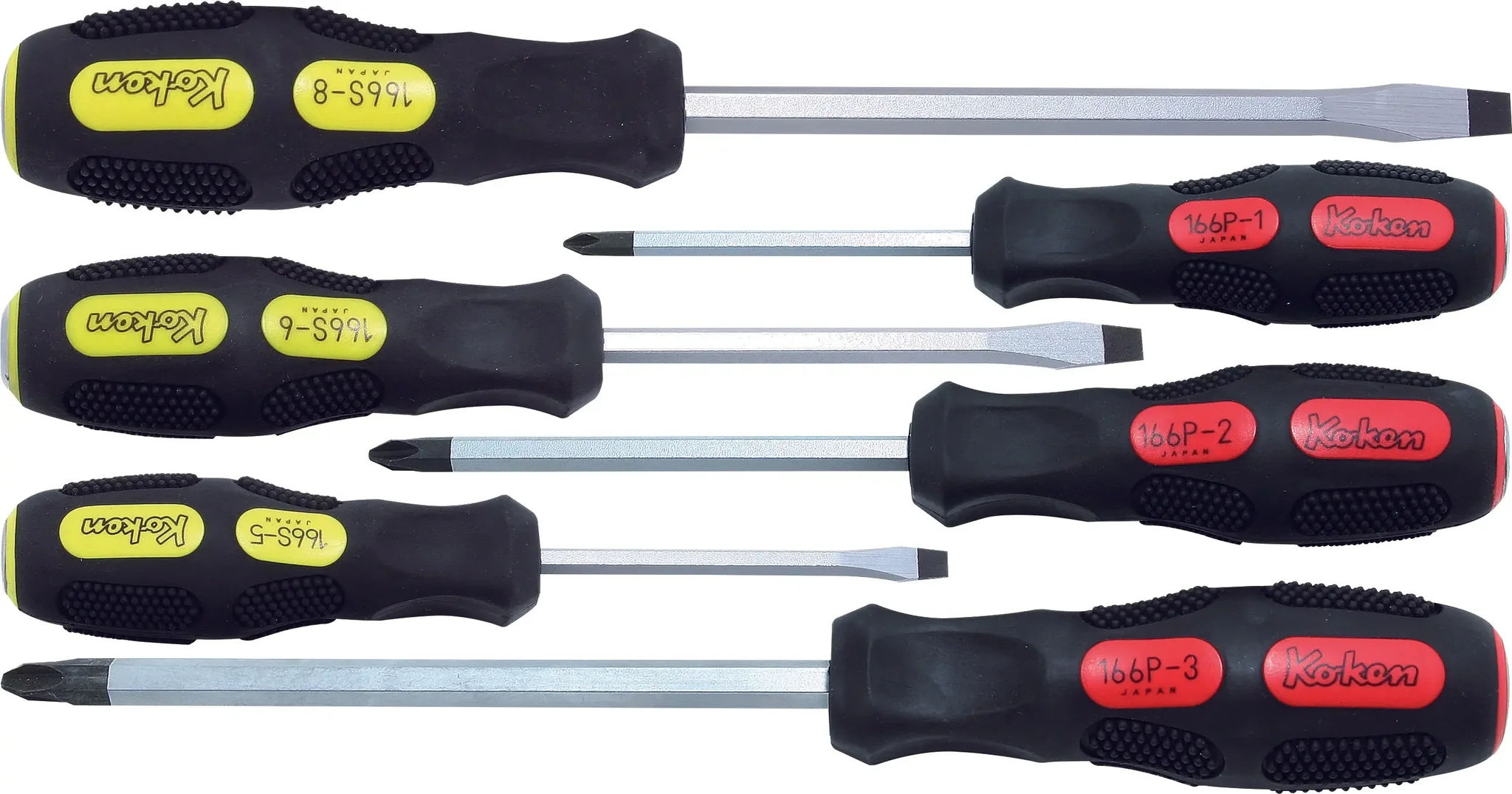 166PS/6 | Phillips and Flat Head Blade Through Type Screwdriver Set, PH1-2-3/SL5-6-8 - 6 pieces image 1
