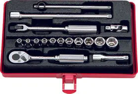 2261M | 1/4 Sq. Dr. 17 Piece Metric 6-Point Socket Set 4-12mm image 1