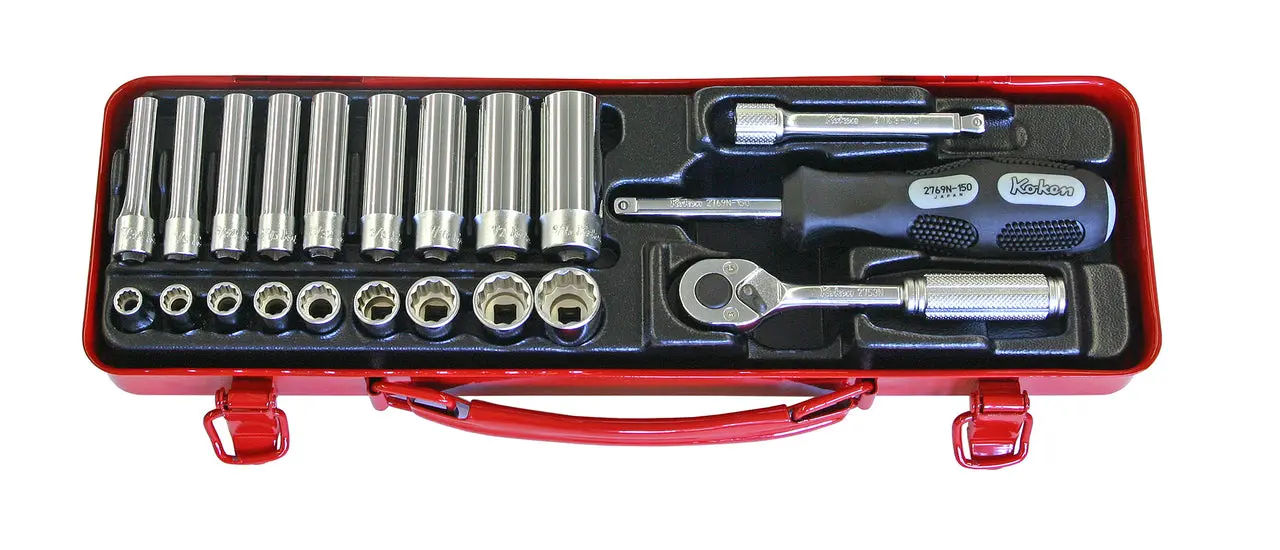 2277A-12P | 1/4 Sq. Dr. 21 Piece SAE 12-Point Socket Set 7/32-9/16 image 1