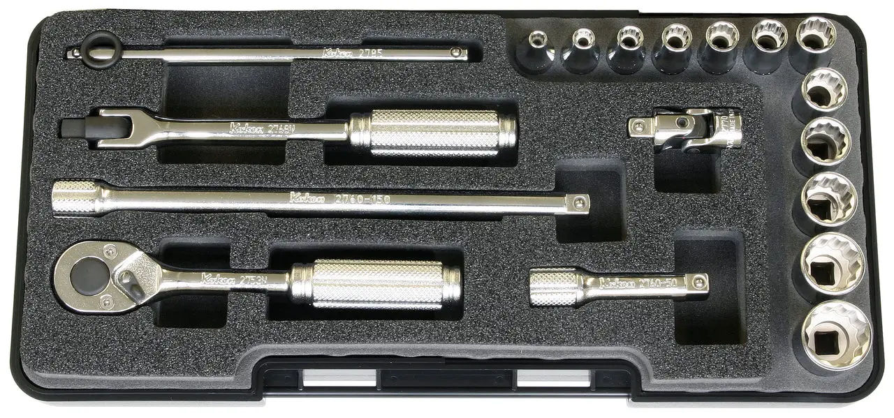 P2281A-12P | 1/4 Sq. Dr. 18 Piece 12-Point SAE Socket set 1/8-9/16 image 1