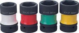PW8P/4 | 1 Sq. Dr. Rear Wheel Nut Socket Set Hex x Square Color coded 4 pieces image 1