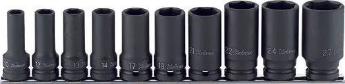 RS14301X/10 | 1/2 Sq. Dr. Socket set 10-27mm 6 point Thin walled 10 pieces image 1