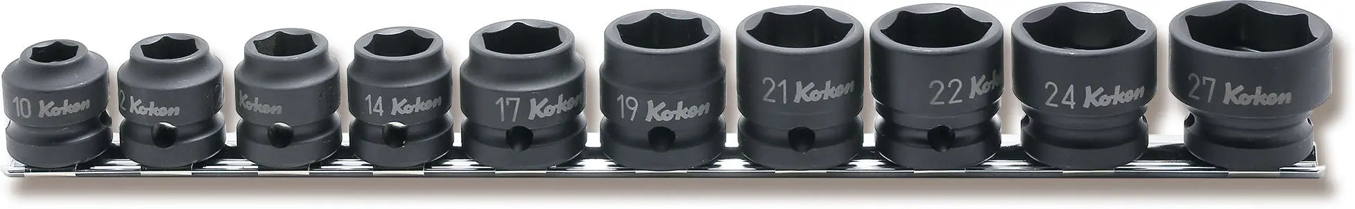 RS14401MS/10 | 1/2 Sq. Dr. 10 Piece Thin Wall 6-Point Impact Metric Socket set 10-27mm image 1