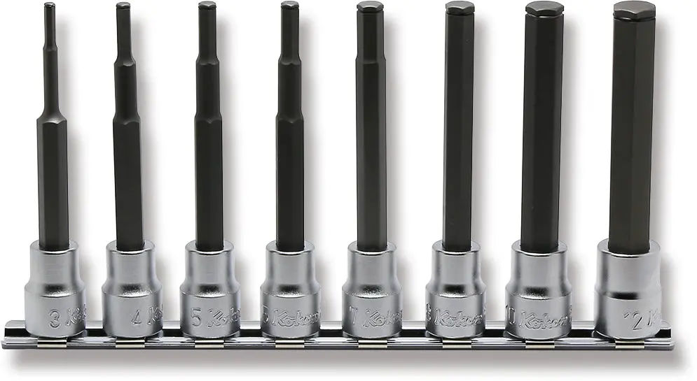 RS3015M/8-L100 | 3/8 Sq. Dr. Grip Ring Hex Bit 100mm Long Socket Set - 8 pieces image 1