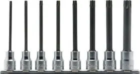 RS3025/8-L100RH | 3/8 Sq. Dr. 8 Piece Round Shank Tamper-Resistant TORX Bit Socket set T20H-T55H image 1