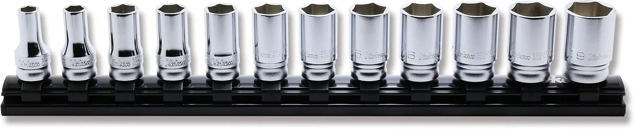RS3300XZ/12 | 3/8 Sq. Dr. Socket set 7-19mm 6 point 300mm Z-series 12 pieces image 1