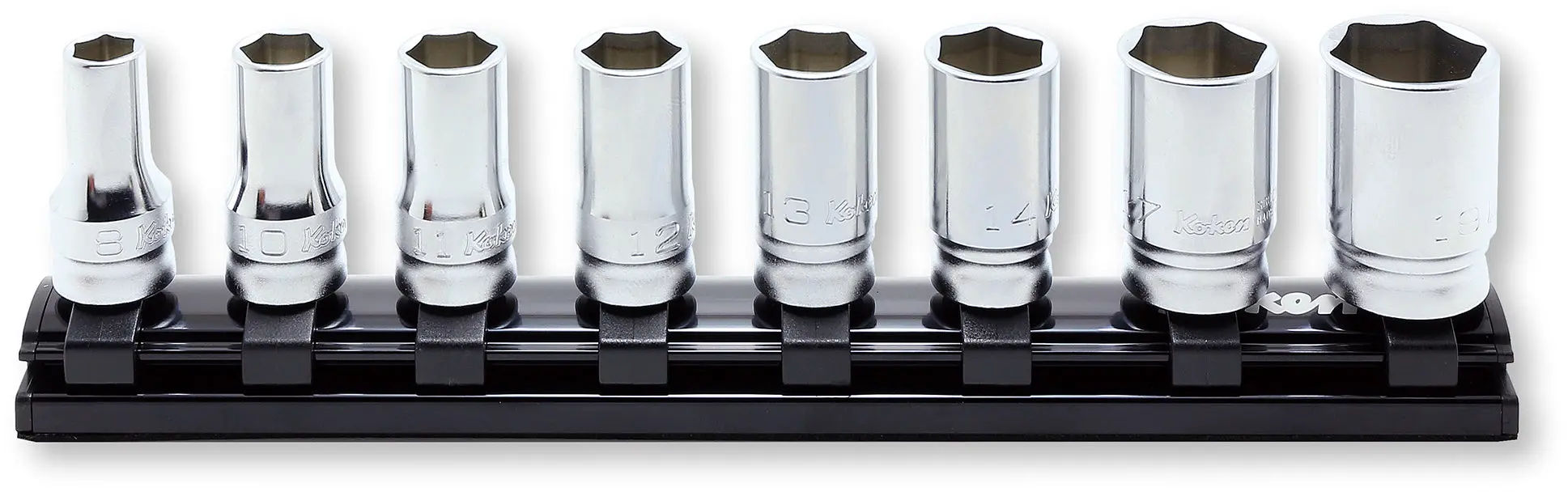 RS3300XZ/8 | 8 Piece 3/8 Sq. Dr. Z-Series 6 Point Semi-Deep Chrome Socket set 8-19mm image 1