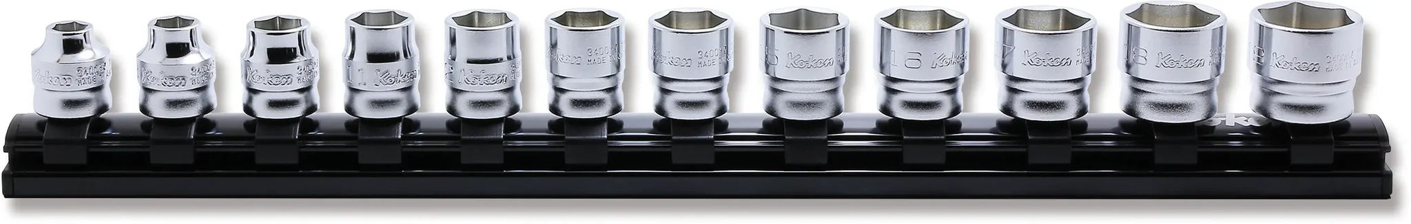 RS3400MZ/12 | 3/8 Sq. Dr. Socket set 7-19mm 6 point 300mm Z-series 12 pieces image 1