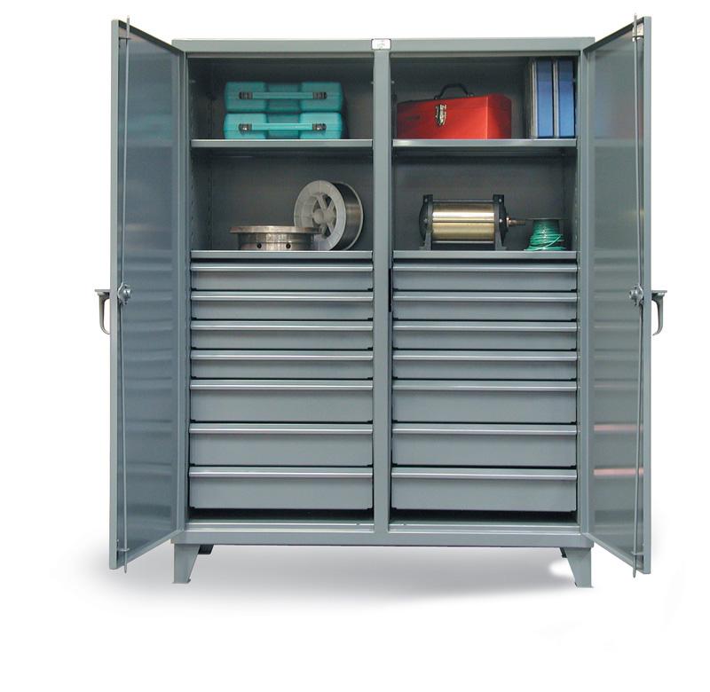 56-DS-244-14DB | Idustrial double-shift cabinet, 14 drawers, 60'' x 24'' x 78'', 8900 lb cap image 1