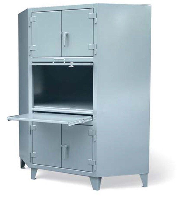 FM-15406 | Industrial Corner cabinet w/ 3 compartments, 48'' x 24'' x 78'', 1400 lb cap image 1
