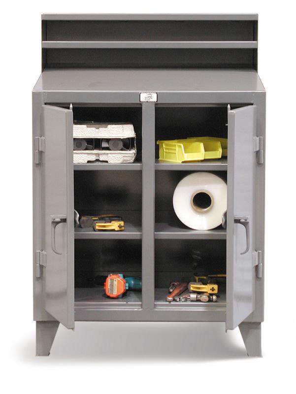 34-SD-DS-284 | 4 shelf Double-Shift Shop Desk with lockable storage, 1900 lb capacity, 36 x 28 x 42 in. image 1