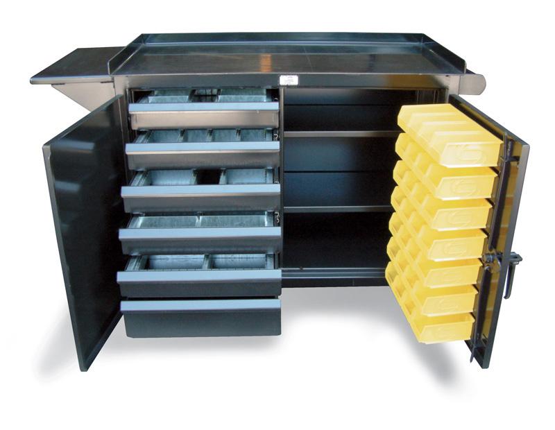 4-TC-VS-242-6/5DB-28B-VD | 6 drawer Maintenance Tool Cart with 28 door bins, 2000 lb capacity, 48 x 24 x 34 in. image 1