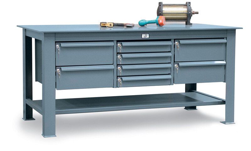 T7236-8DB-KL | Heavy-Duty Shop Table with steel plate top and key lock drawers, 2650 lb capacity, 72 x 36 x 34 in. image 1