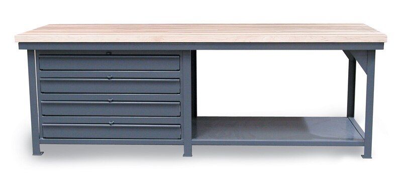T9633-4DB-MT | 4 drawer Shop Table with maple top, 11250 lb capacity, 96 x 33 x 34 in. image 1