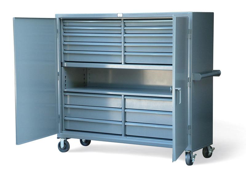 DC-15306 | 16 drawer Mobile Cabinet with center shelf, 72 x 24 x 60 in. image 1