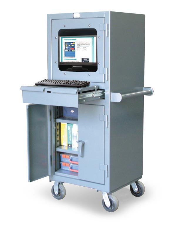 25-CC-242-RK-CA | Mobile computer cabinet, retractable keyboard, 26'' x 24'' x 67-11/16'', 3800 lb cap image 1