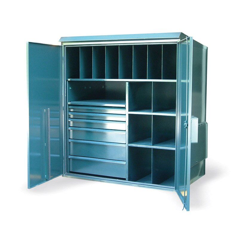 WP-15318 | 4 shelf Outdoor Storage Cabinet with 6 drawers, 400 lb capacity, 62 x 24 x 67 in. image 1